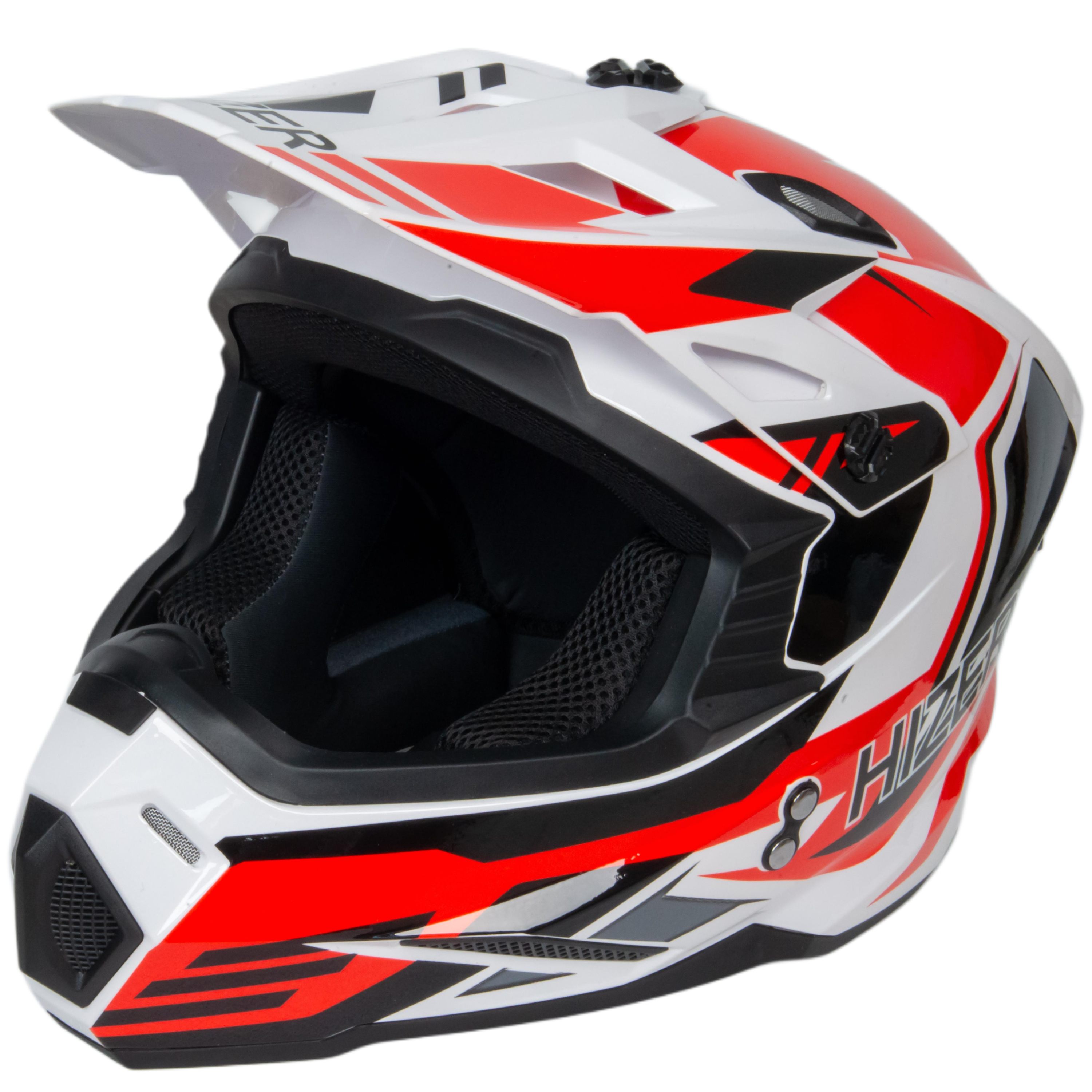 Шлем мото кроссовый HIZER J6801 №5 (M) white/red
