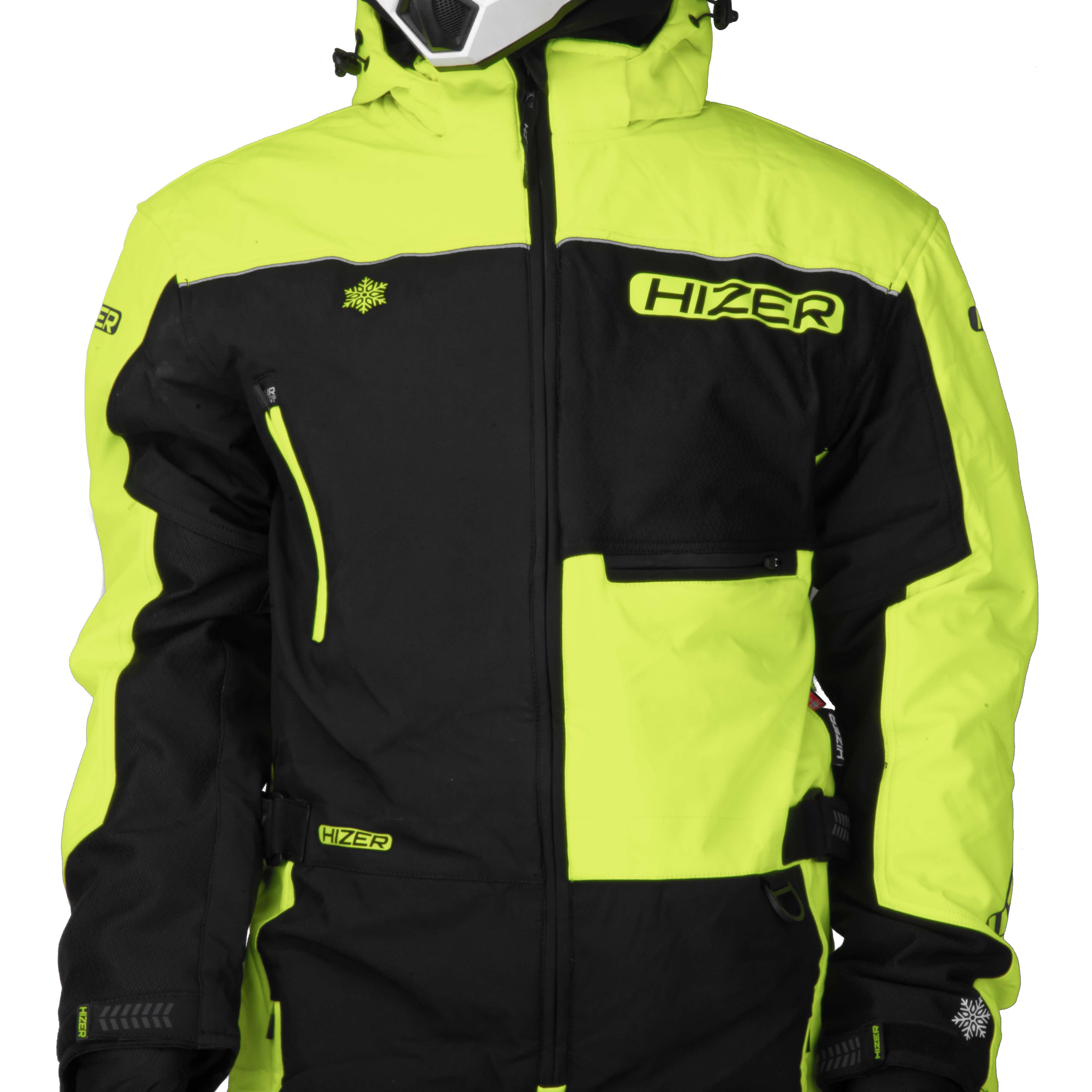 Комбинезон для снегохода HIZER №1 black-yellow (текстиль) (M)