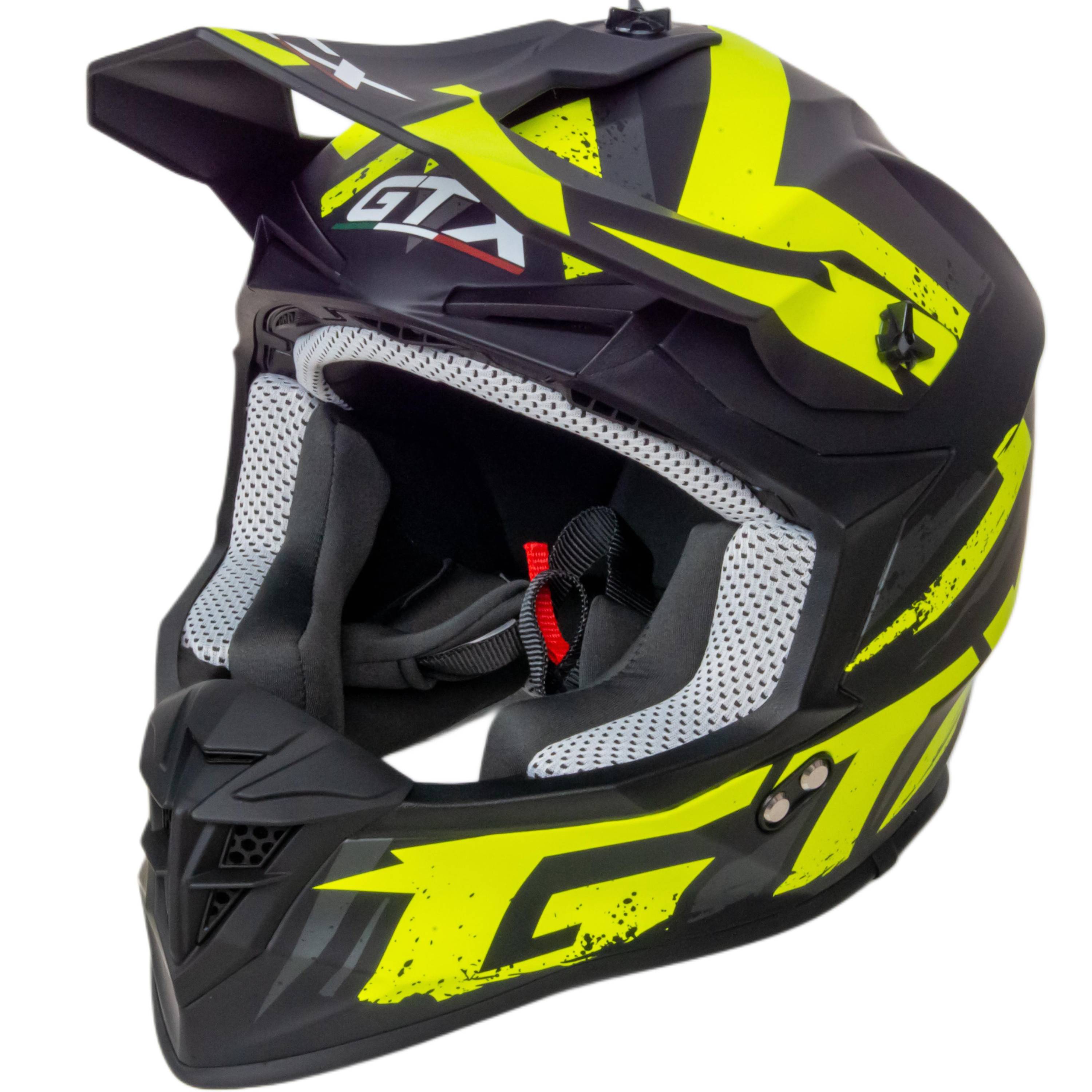 Шлем мото кроссовый GTX 633 №8 (XL) BLACK/FLUO YELLOW GREY