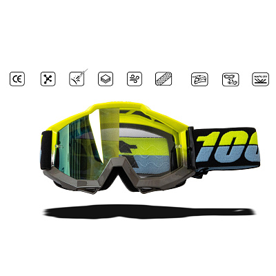 Очки мотокросс 100% №02 black/yellow frame