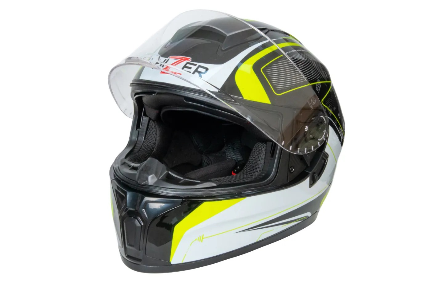 Шлем мото интеграл HIZER B566 №1 (M)  black/white/yellow (2 визора) 