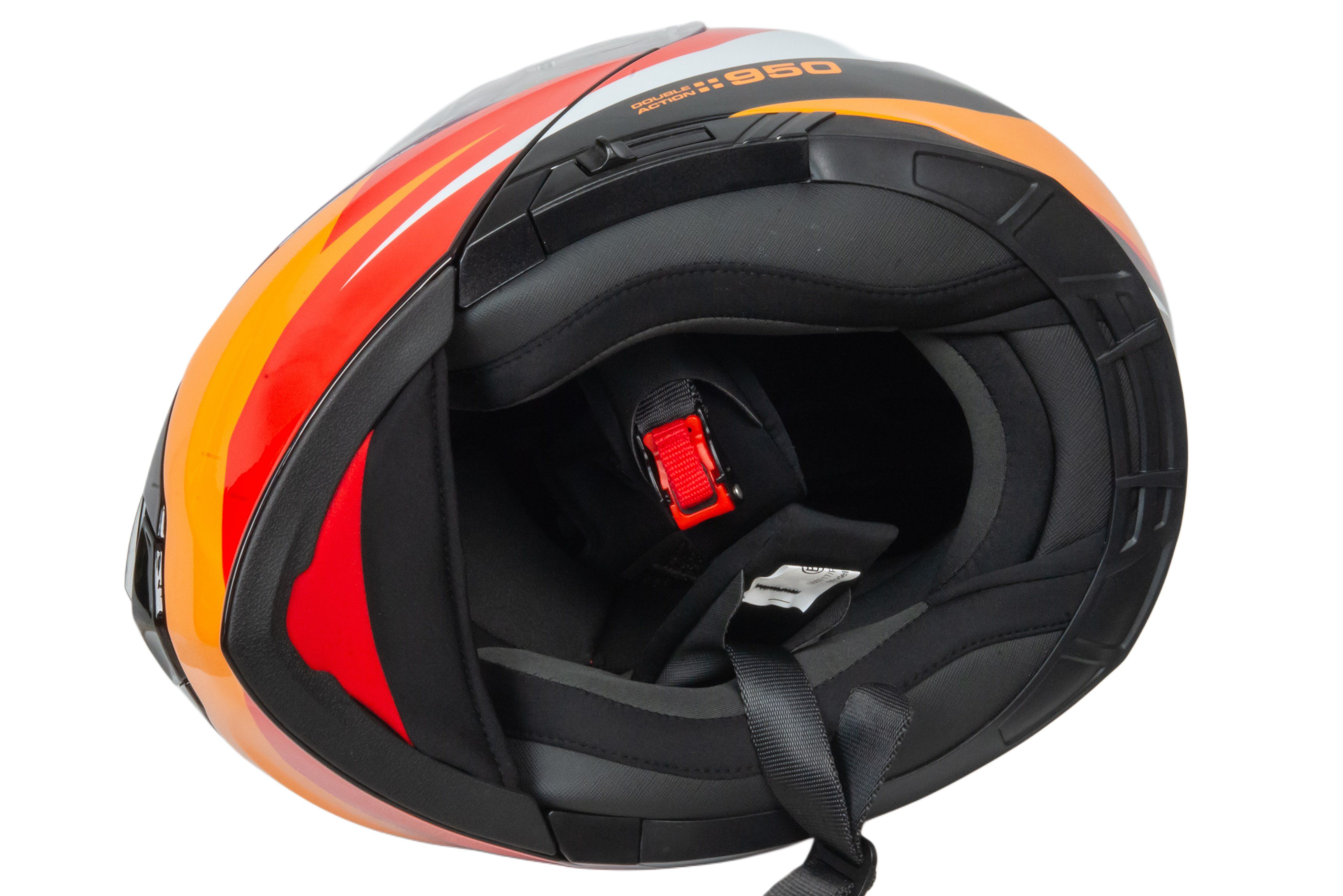 Шлем мото модуляр GTX 550 №2 (M) BLACK/WHITE ORANGE RED (2 визора)