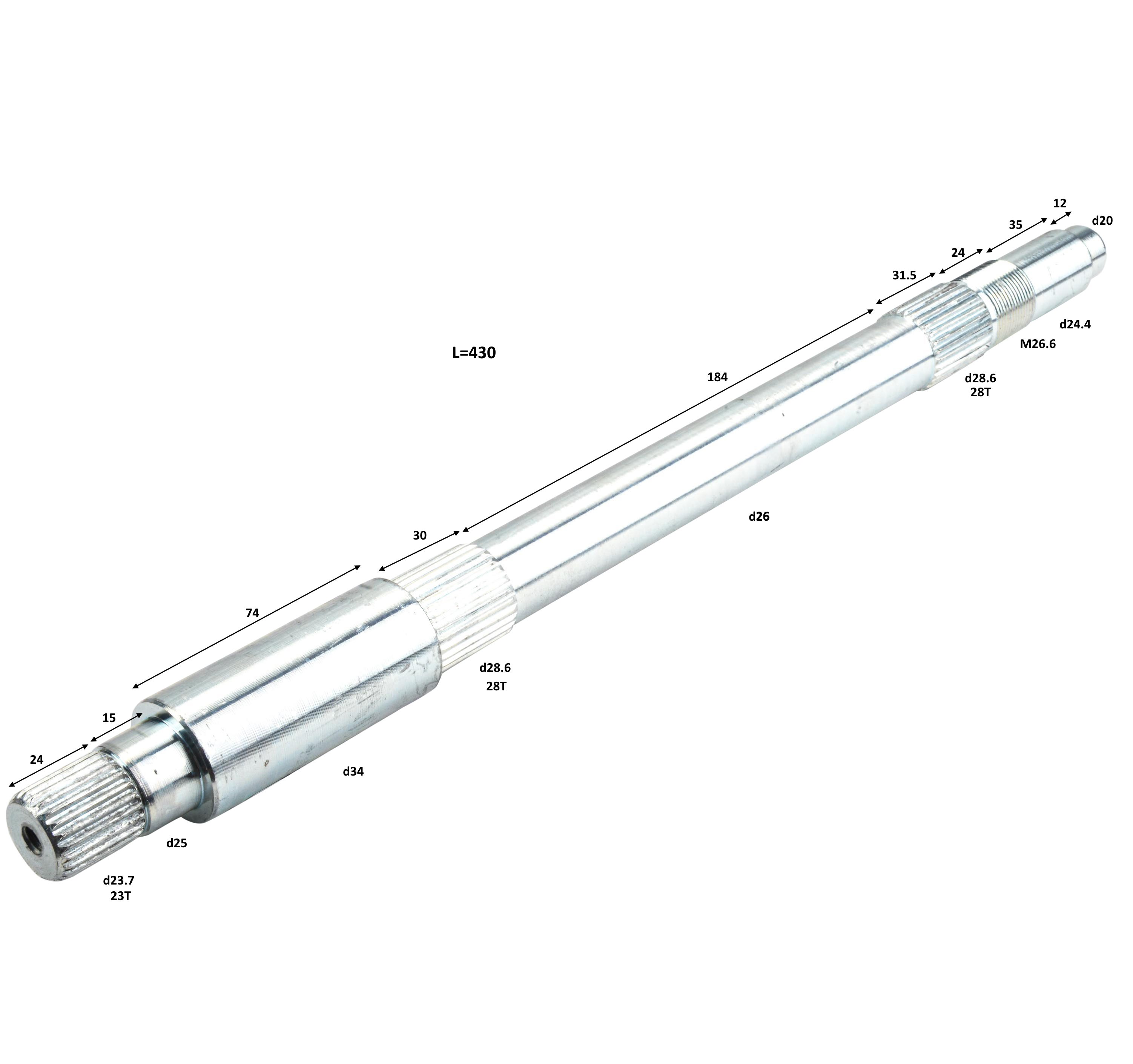 Ось ведомая 28T BARS 200