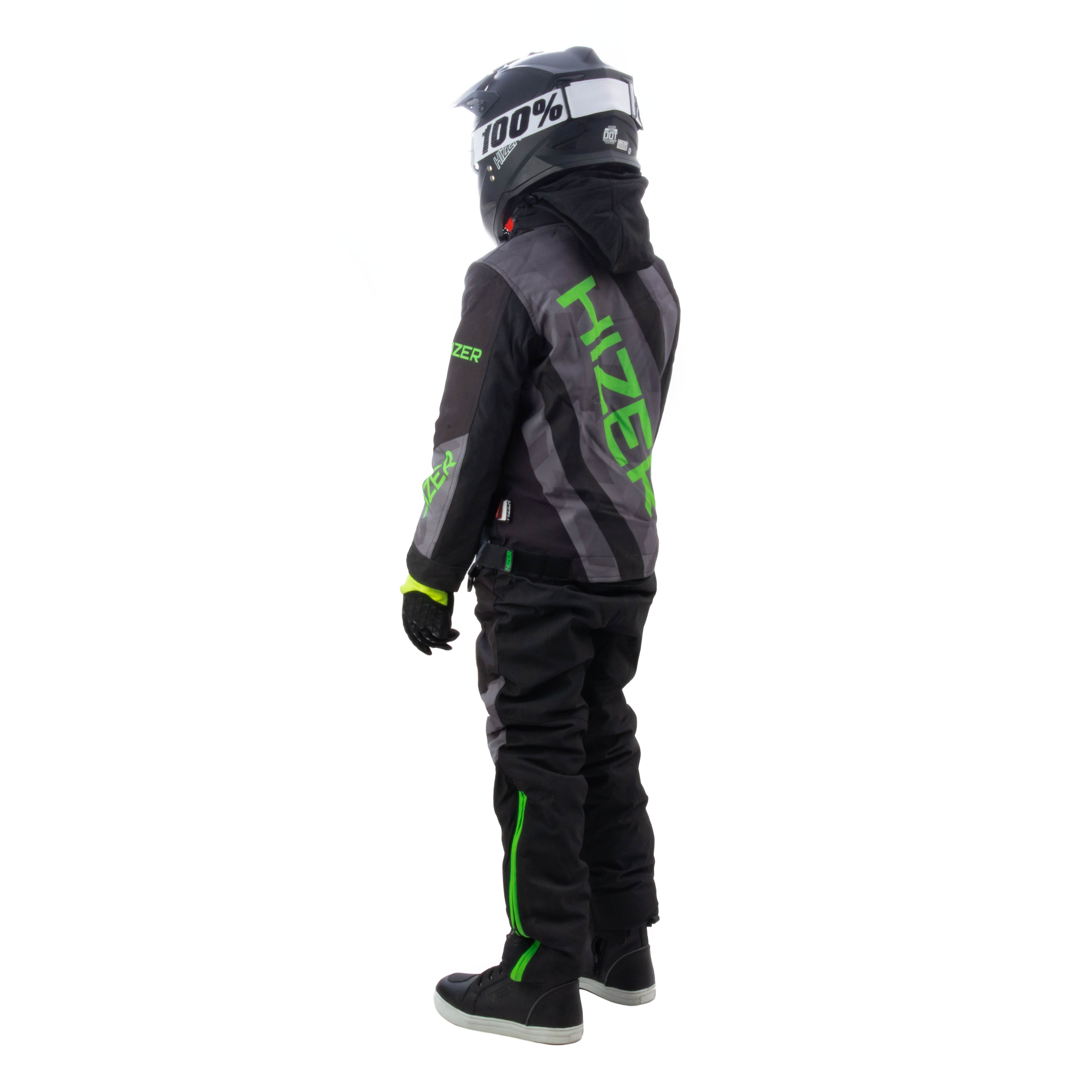 Комбинезон для снегохода (детский) HIZER №5 black-green (текстиль) (14Y)