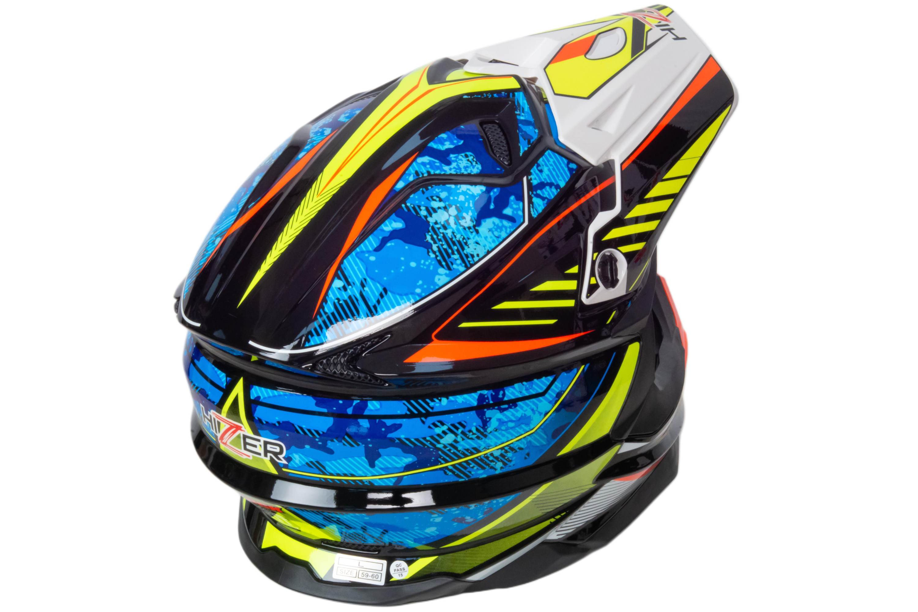 Шлем мото кроссовый HIZER J6803 №4 (S) BLACK/BLUE