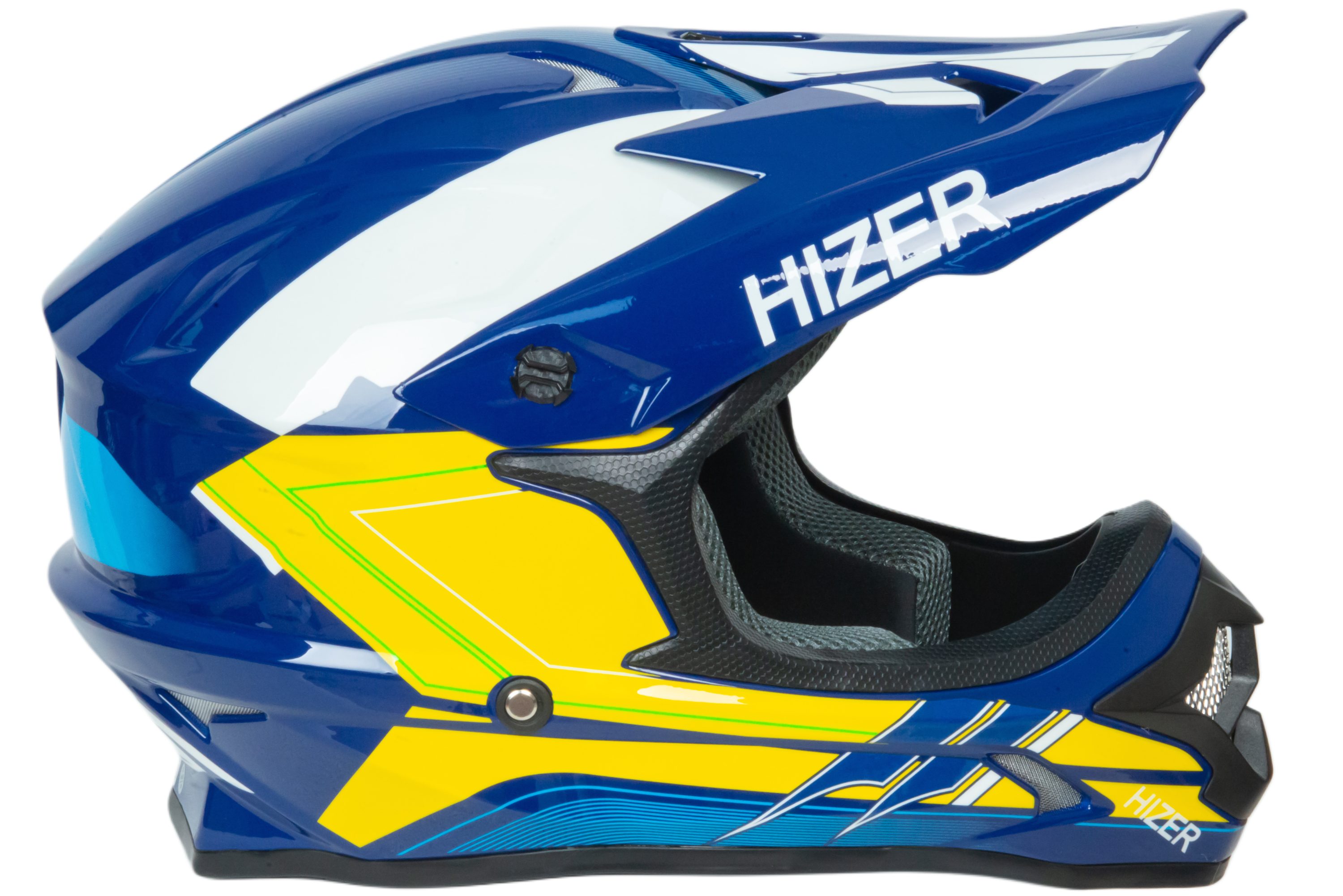 Шлем мото кроссовый HIZER J6805 №3 (L) yellow/blue