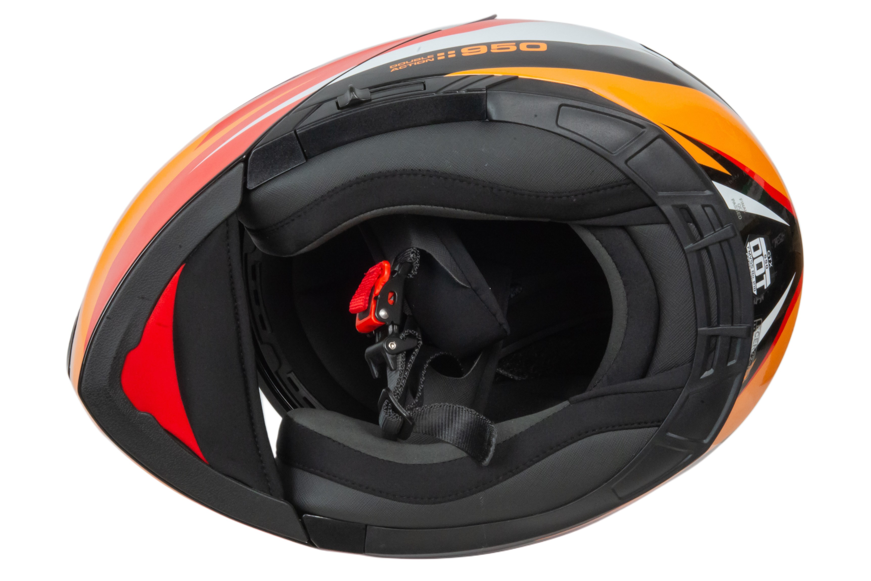Шлем мото модуляр GTX 550 №2 (M) BLACK/WHITE ORANGE RED (2 визора)