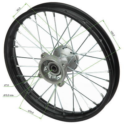 Обод передний 14" (1,40-R14 d=15mm) сталь/черный