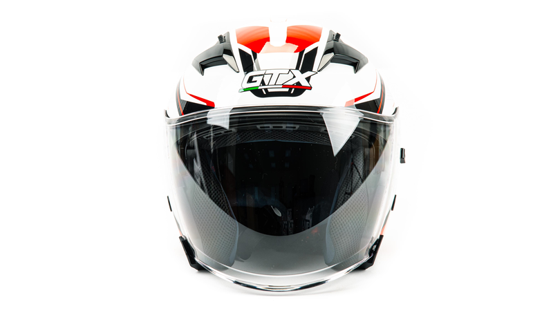 Шлем мото открытый GTX 278 №3 (S) WHITE/RED BLACK (2 визора)