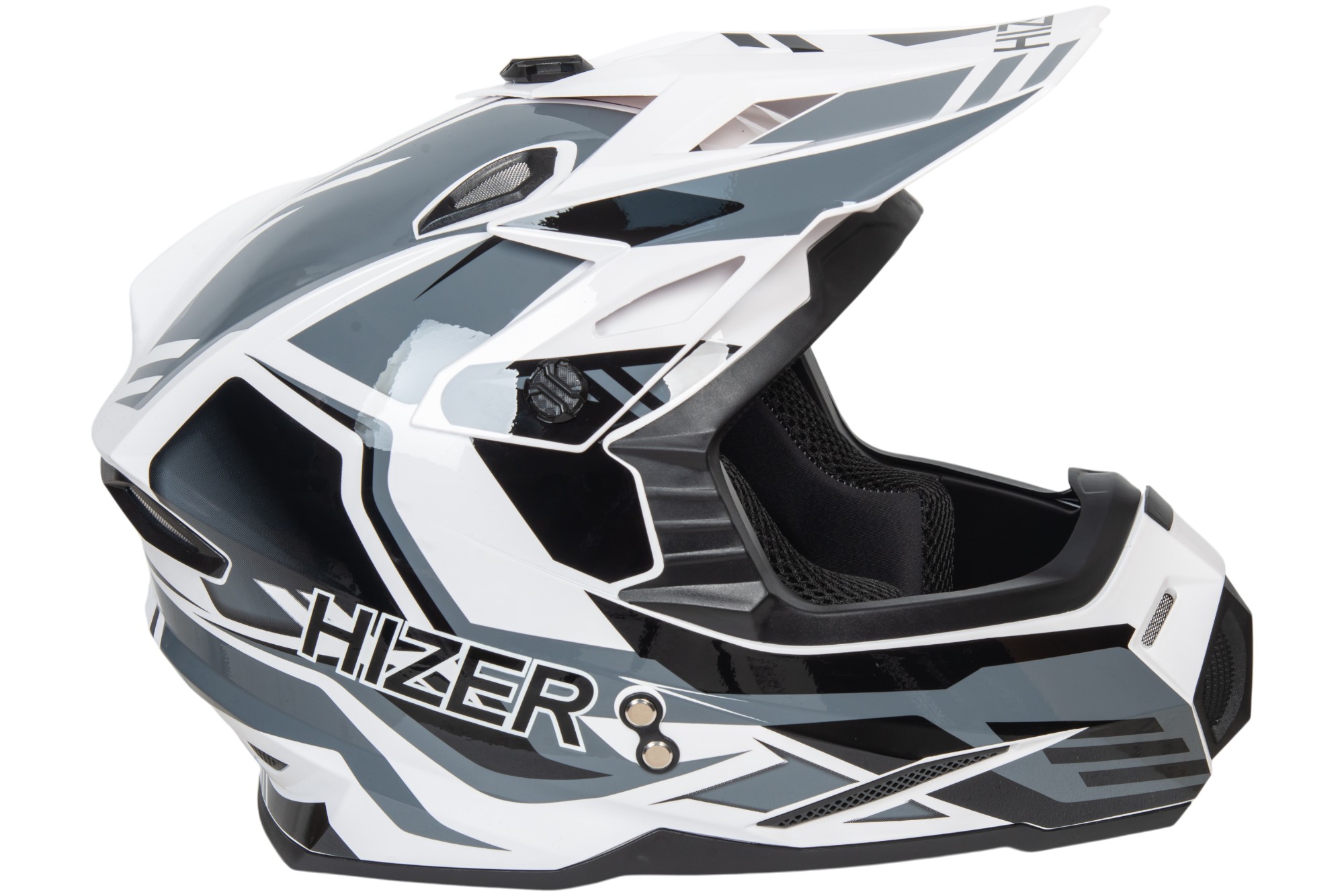 Шлем мото кроссовый HIZER J6801 №4 (M) white/gray