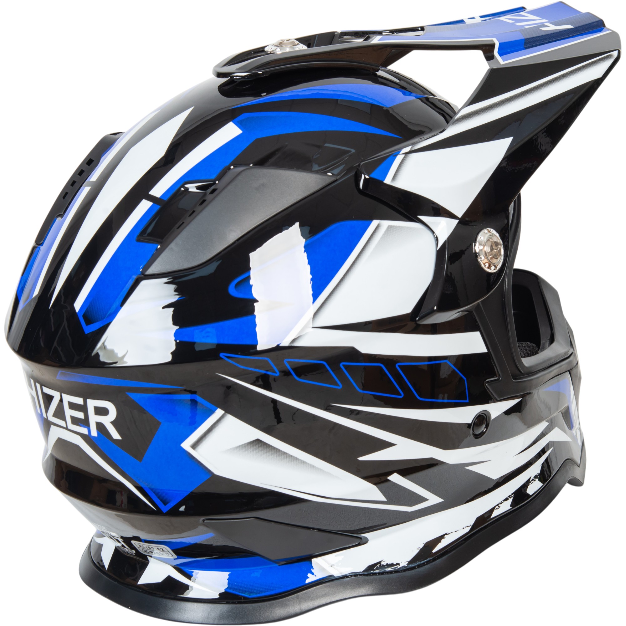 Шлем мото кроссовый HIZER B6197 №4 (XL) black/blue/white