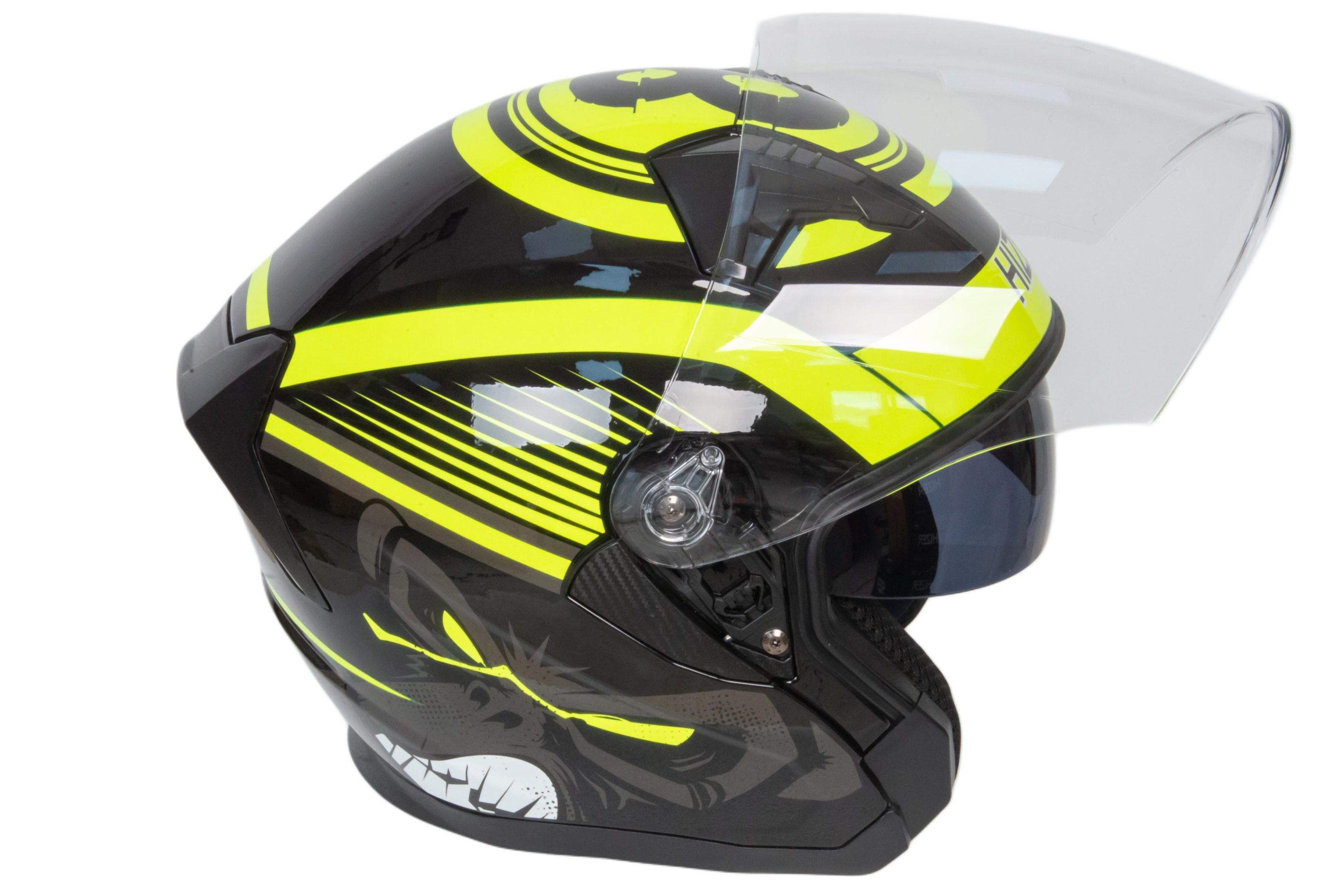 Шлем мото открытый HIZER J228 №1 (L) black/neon yellow