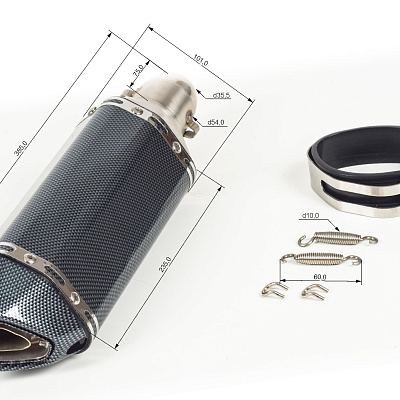 Глушитель AKRAPOVIC  №4 (L=370) шестигранный карбон