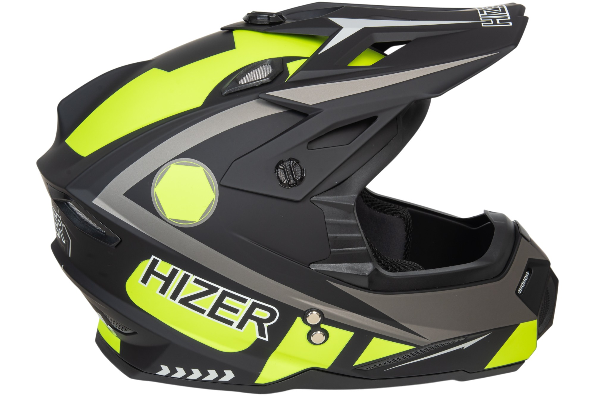 Шлем мото кроссовый HIZER J6801 №1 (L) gray/lemon