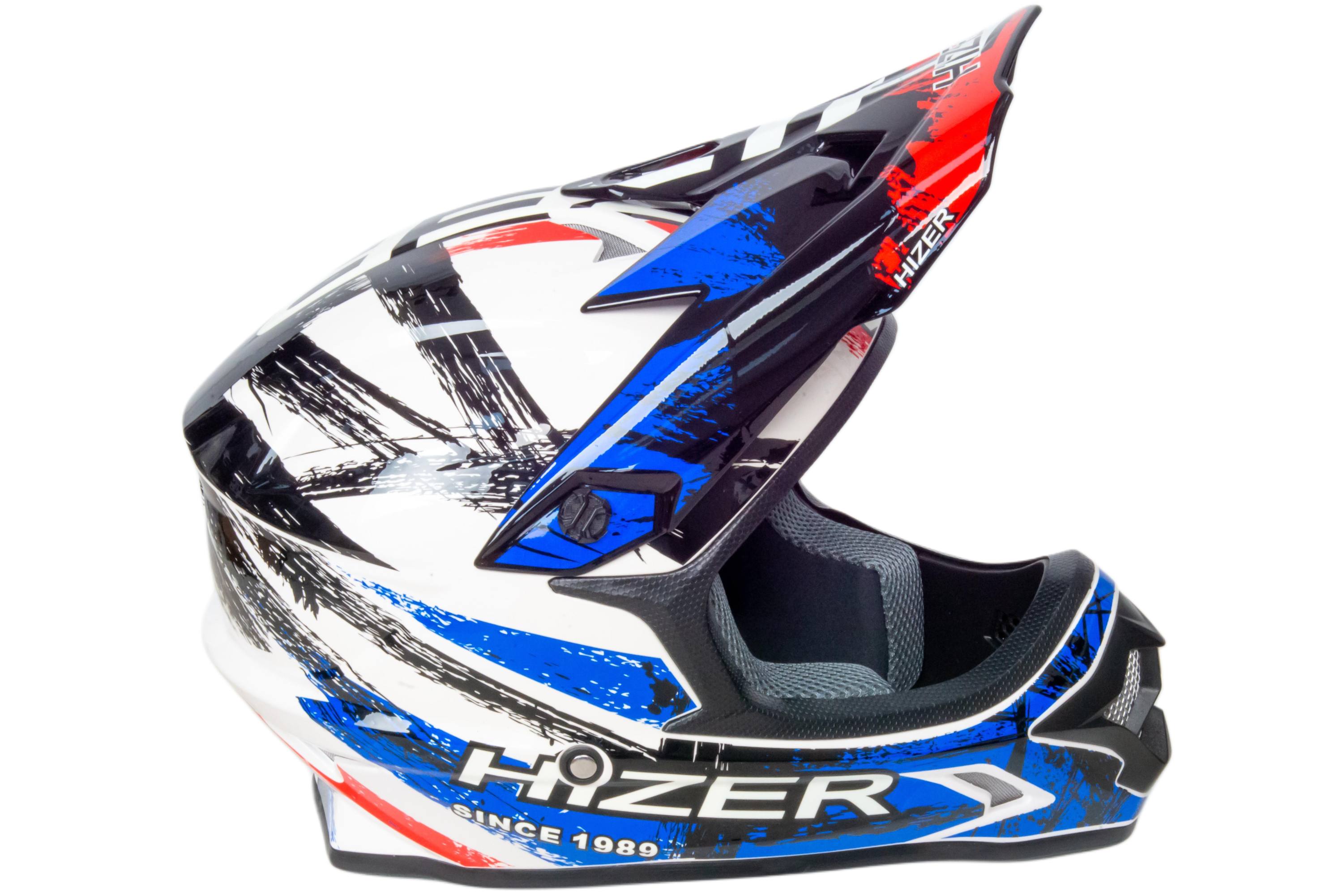 Шлем мото кроссовый HIZER J6805 №1 (S) black/white/blue