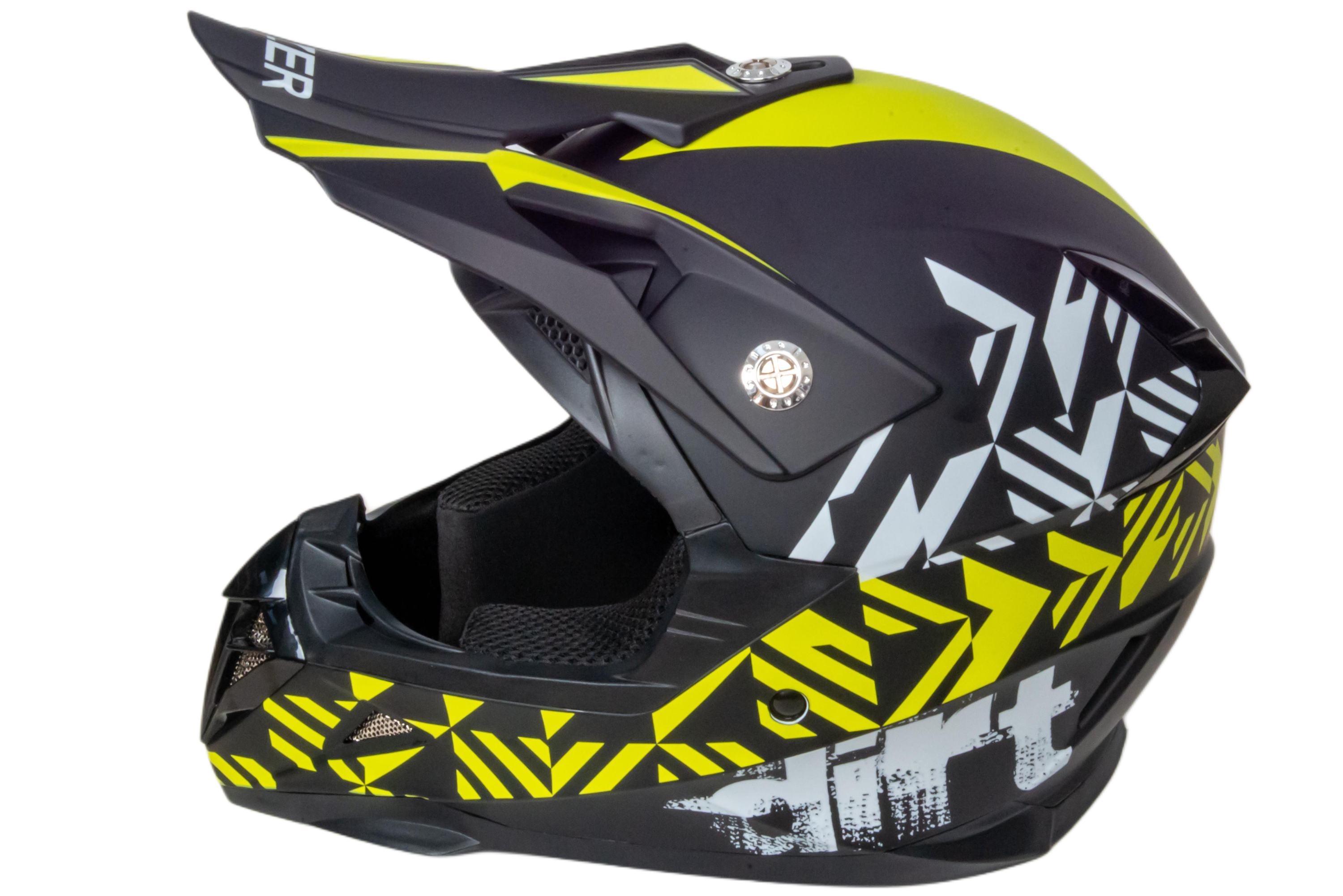 Шлем мото кроссовый HIZER 211 №2 (L)  black/green (подростковый)