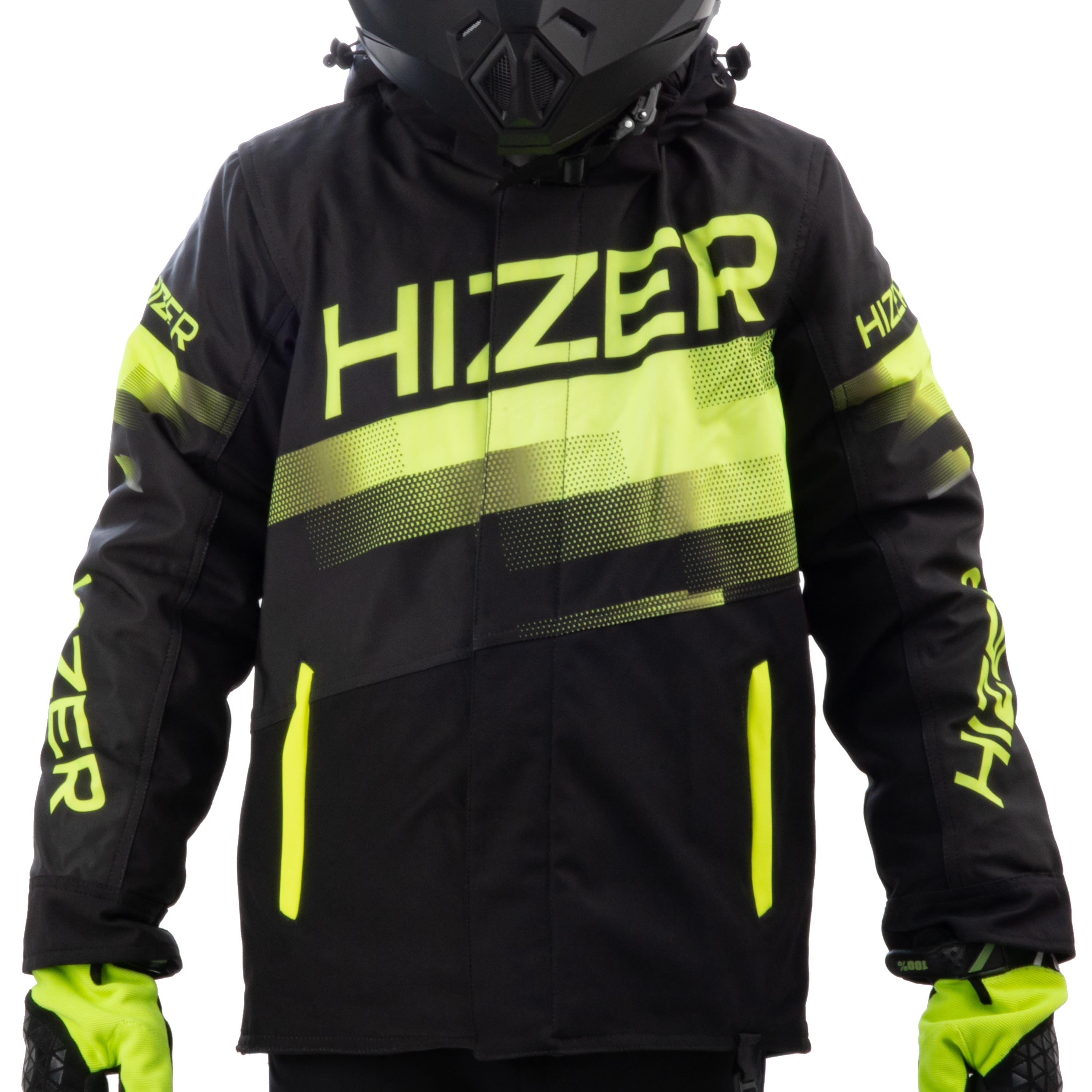 Куртка для снегохода (детская) HIZER №4 black-yellow (текстиль) (10Y)