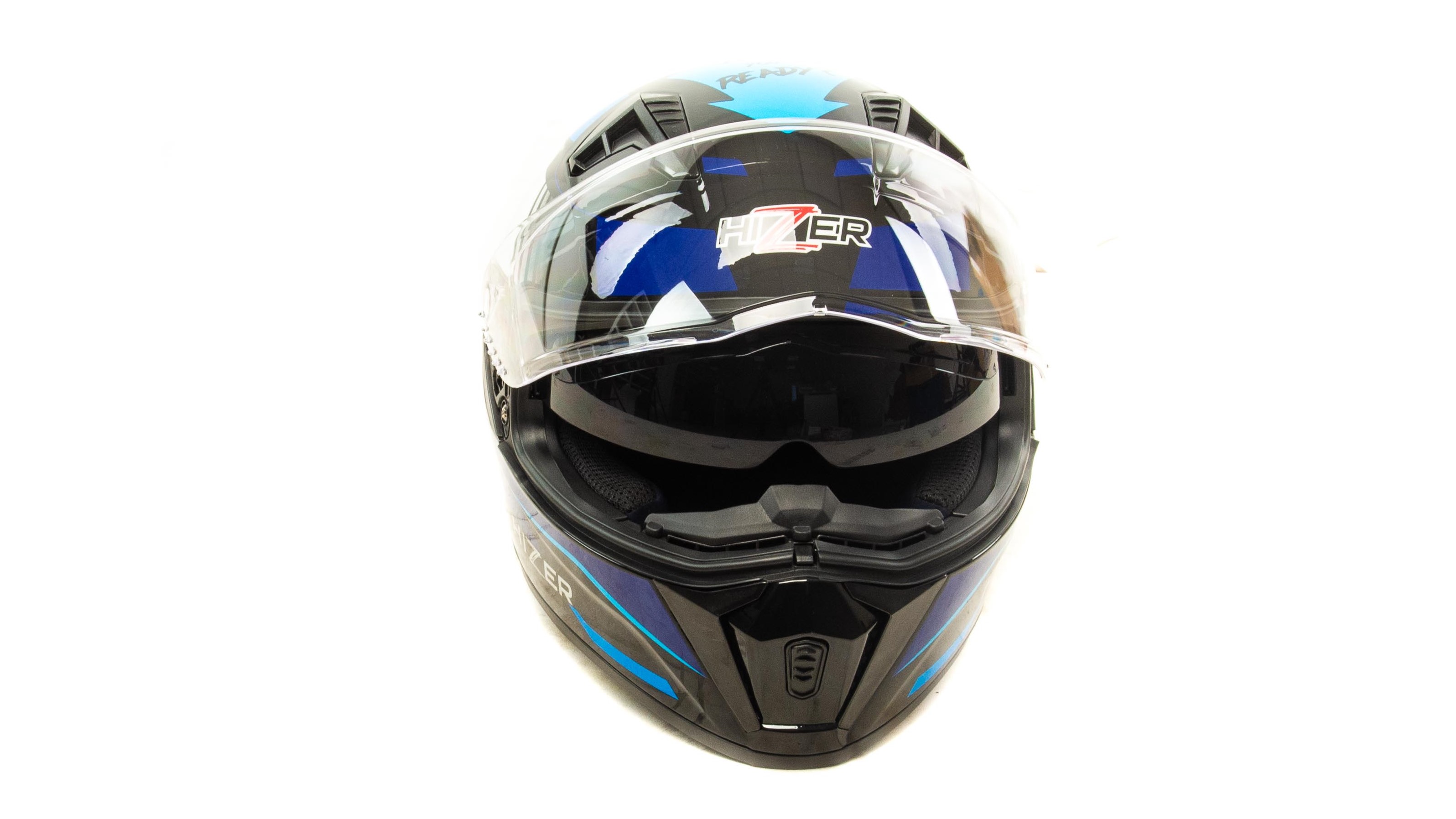 Шлем мото интеграл HIZER J5320 №1 (S)  black/blue (2 визора)