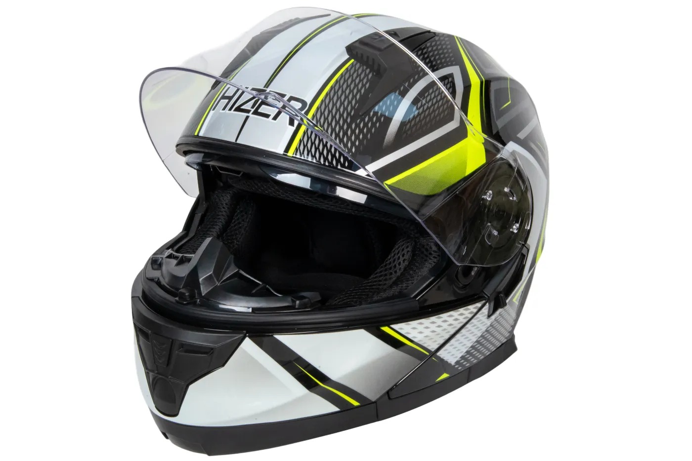 Шлем мото интеграл HIZER B5162 №3 (S)  black/lemon
